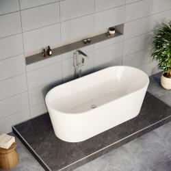 VitrA Geo Freestanding Küvet — 170x80 cm, gizli taşmalı sifon, beyaz uygulama örneği
