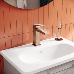 VitrA Minimax Square Lavabo Bataryası — Yüksek, Fırçalı Bakır