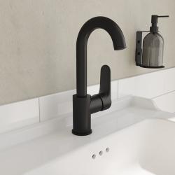 VitrA Root Round Lavabo Bataryası — Döner Borulu, Mat Siyah