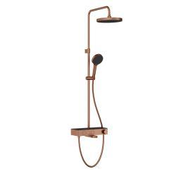 VitrA Core Round Duş Sistemi — Termostatik Banyo Bataryalı, Fırçalı Bakır
