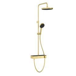 VitrA Core Round Duş Sistemi — Termostatik Duş Bataryalı, Fırçalı Altın