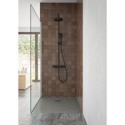 VitrA Base Round Duş Sistemi — Termostatik Duş Bataryalı, Mat Siyah