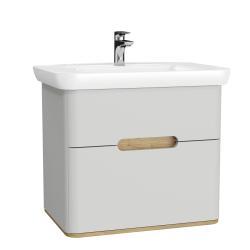 VitrA Sento Lavabo Dolabı — 80 cm, iki çekmeceli aydınlatmalı, mat açık gri