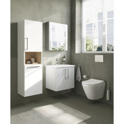 VitrA Root Flat Lavabo Dolabı — 60 cm, iki kapaklı köşeli lavabo, parlak beyaz