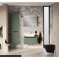 VitrA Integra Square Lavabo Dolabı — 80 cm, bir çekmeceli çanak lavabo uyumlu, mat yeşil, lavabosuz