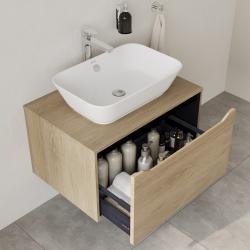 VitrA Integra Square Lavabo Dolabı — 80 cm, bir çekmeceli çanak lavabo uyumlu, altın meşe, lavabosuz