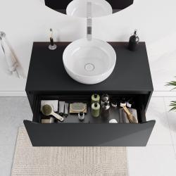 VitrA Integra Square Lavabo Dolabı — 100 cm, bir çekmeceli çanak lavabo uyumlu, mat grafit, lavabosuz