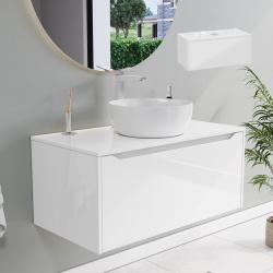 VitrA Integra Square Lavabo Dolabı — 100 cm, bir çekmeceli çanak lavabo uyumlu, parlak beyaz, lavabosuz