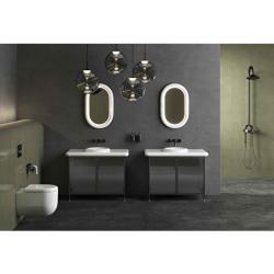 VitrA Liquid Ankastre Lavabo Bataryası — Uzun, Parlak Siyah