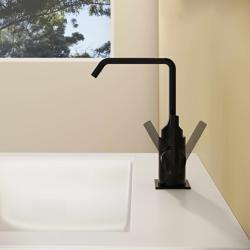 VitrA Suit Lavabo Bataryası — Yandan, Parlak Siyah